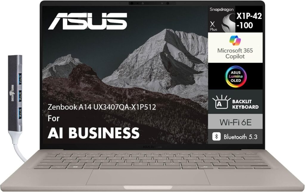 ASUS Zenbook A14 Copilot+ PC AI Business Laptop