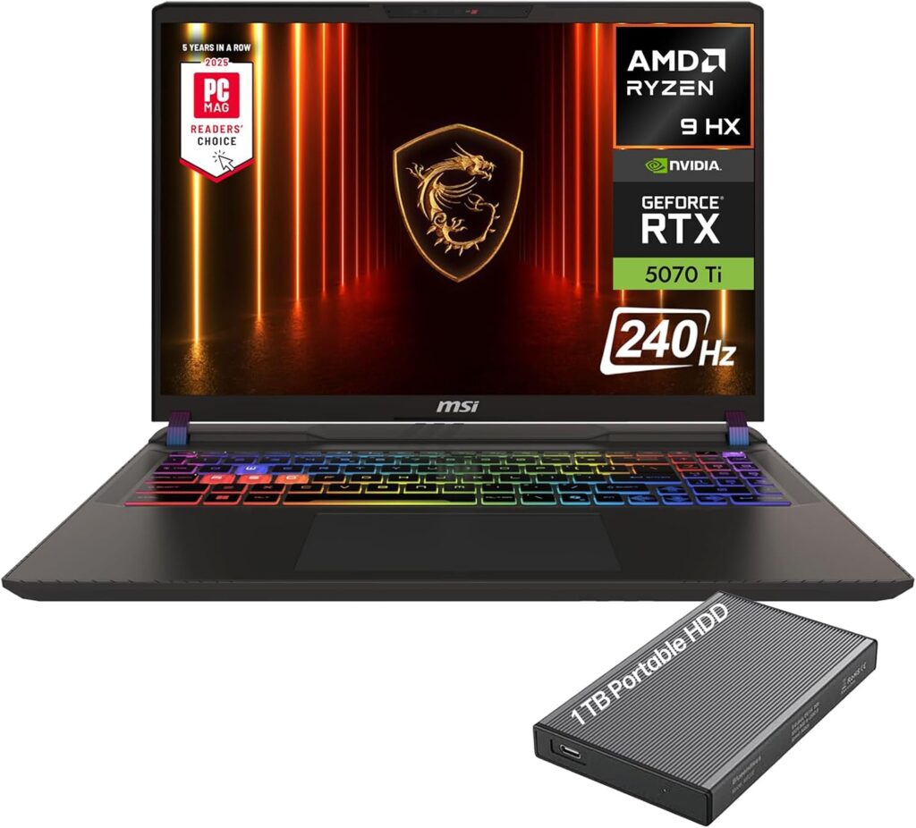 msi Vector 16 HX AI 16" 240Hz QHD+ Gaming Laptop